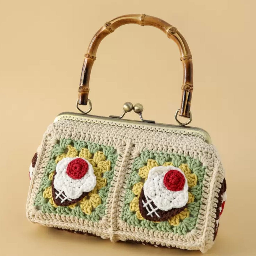 LayAura 4 HANDMADE CROCHET BAMBOO HANDLE BAG