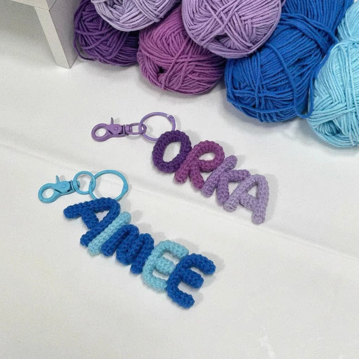 LayAura 4 letters / none CUSTOM CROCHET NAME KEYCHAIN