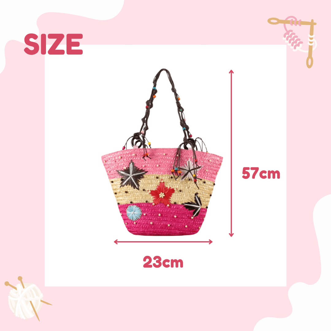 LayAura COLORFUL HANDWOVEN STRAW BEACH BAG