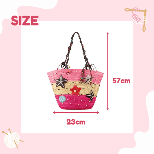 LayAura COLORFUL HANDWOVEN STRAW BEACH BAG