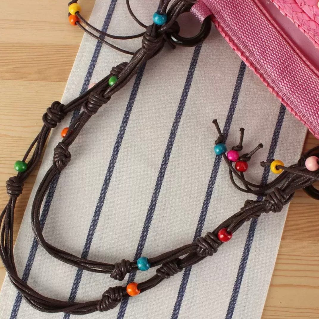 LayAura COLORFUL HANDWOVEN STRAW BEACH BAG