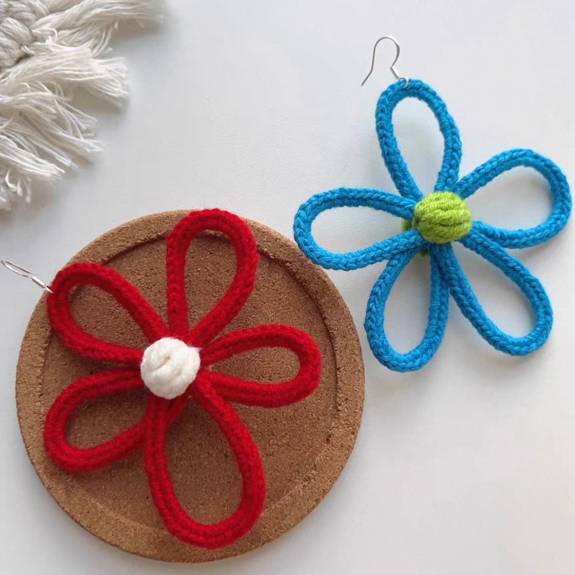 LayAura CROCHET FLOWER STATEMENT EARRINGS