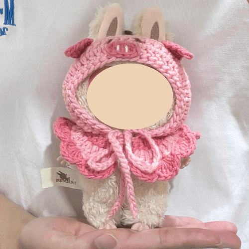 LayAura CROCHET PIGGY OUTFIT FOR 17CM DOLLS