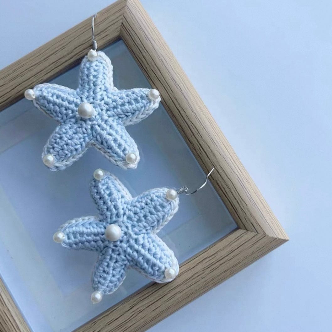 LayAura CROCHET STARFISH EARRINGS WITH PEARLS