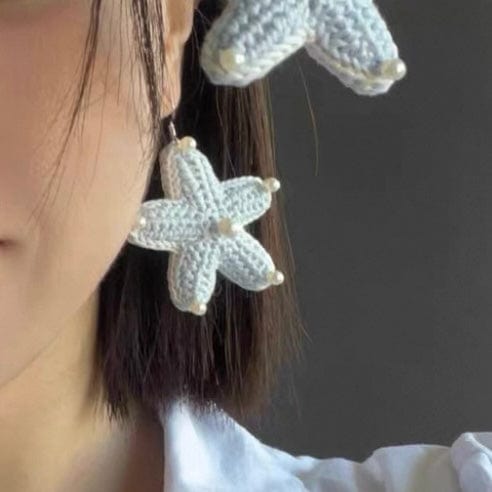LayAura CROCHET STARFISH EARRINGS WITH PEARLS