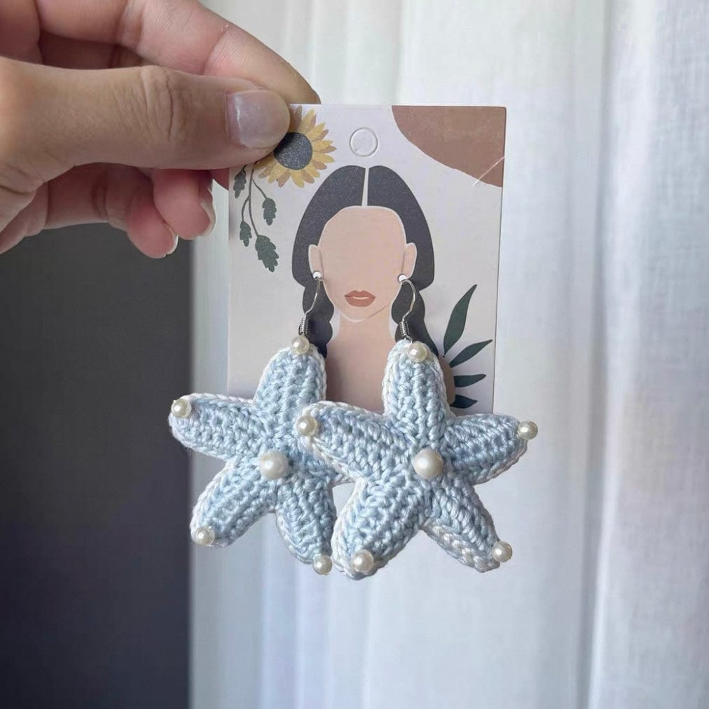 LayAura CROCHET STARFISH EARRINGS WITH PEARLS