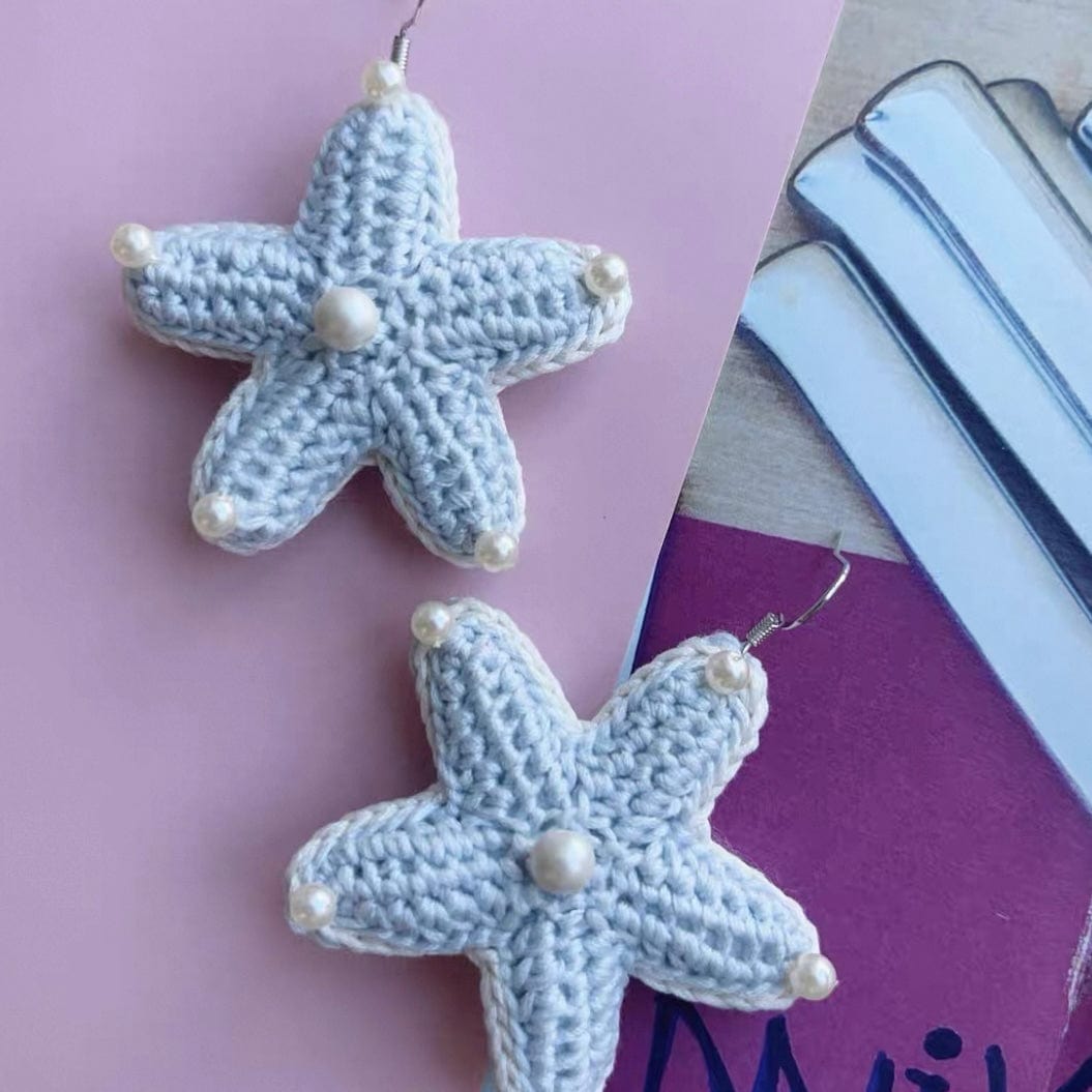 LayAura CROCHET STARFISH EARRINGS WITH PEARLS