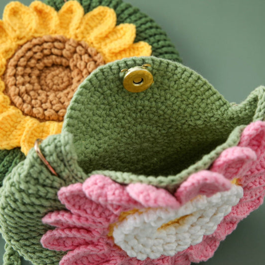 LayAura CROCHET SUNFLOWER & DAISY BAG