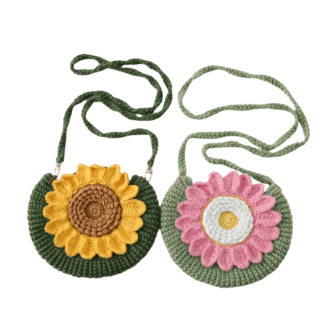 LayAura CROCHET SUNFLOWER & DAISY BAG