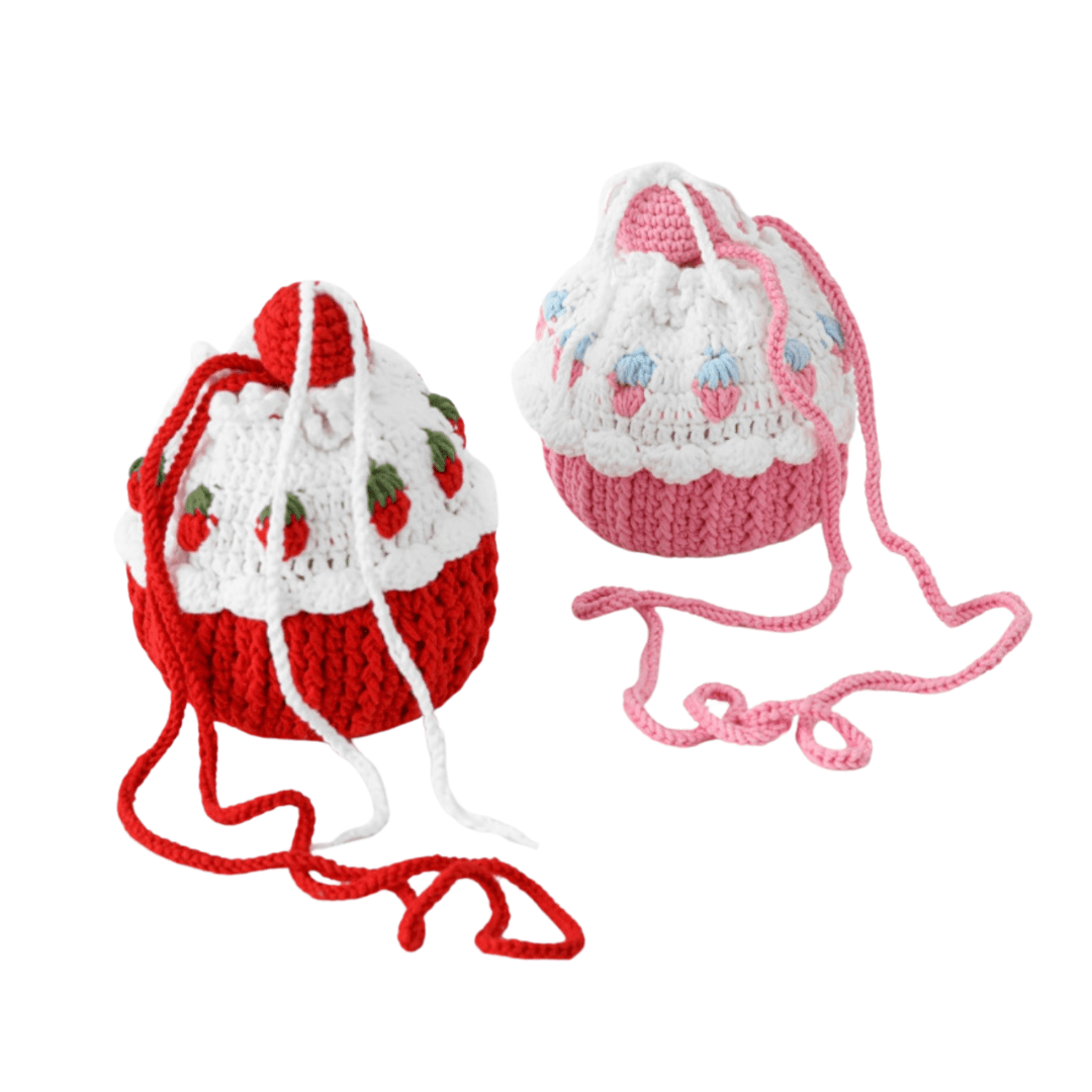 LayAura CUTE STRAWBERRY CAKE CROCHET COIN PURSE