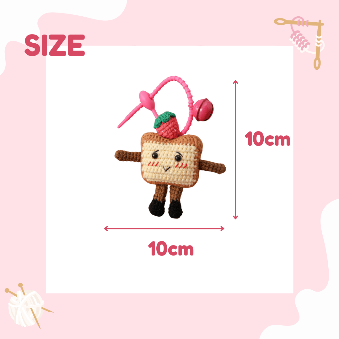 LayAura CUTE TOAST CROCHET BAG CHARM