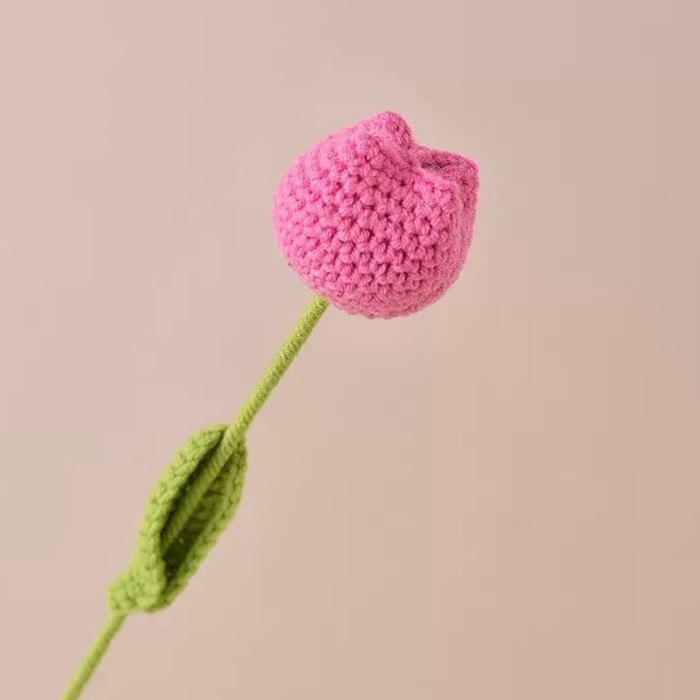 LayAura Dark Pink CROCHET TULIP FLOWER