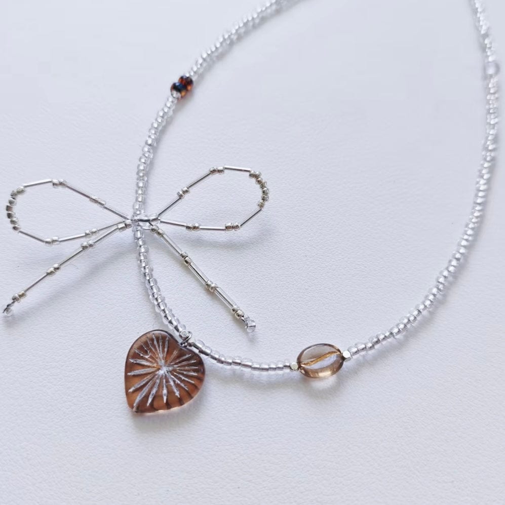 LayAura GOLDEN SUNBURST HEART BEADED NECKLACE