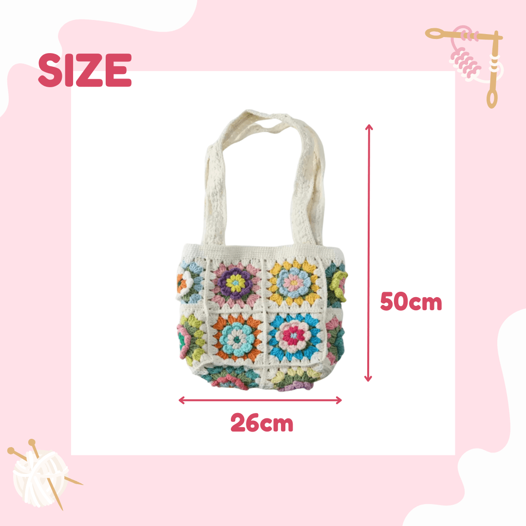 LayAura HANDMADE BOHO CROCHET TOTE BAG