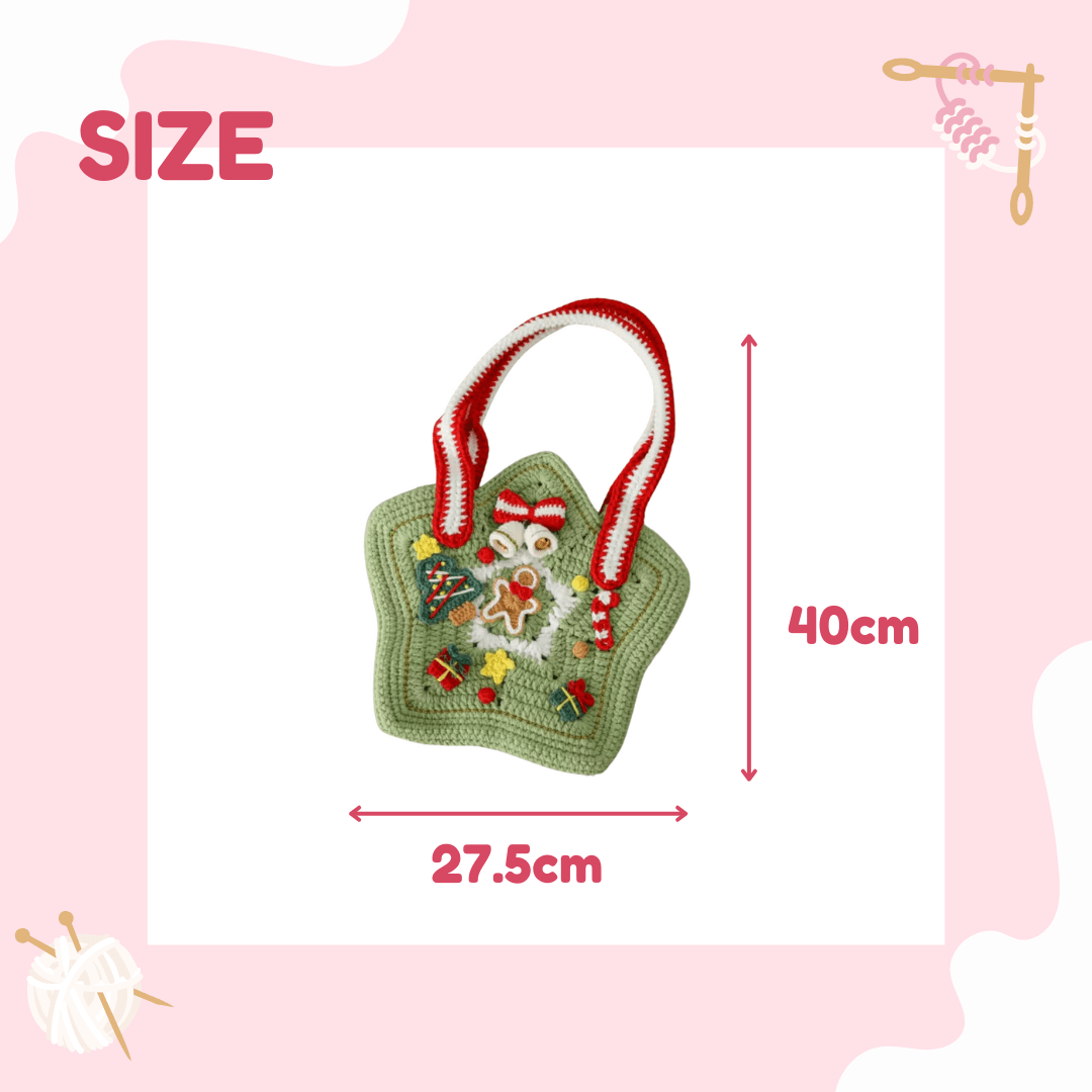 LayAura HANDMADE CHRISTMAS STAR CROCHET BAG