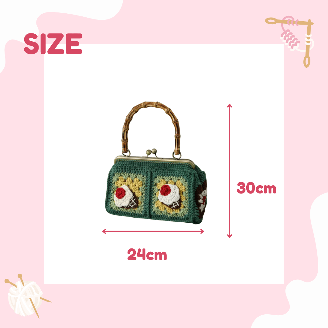 LayAura HANDMADE CROCHET BAMBOO HANDLE BAG