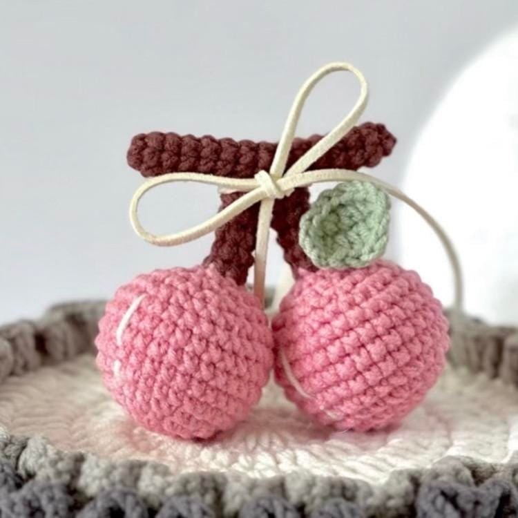 LayAura Handmade Crochet Cherry Cake Storage Box