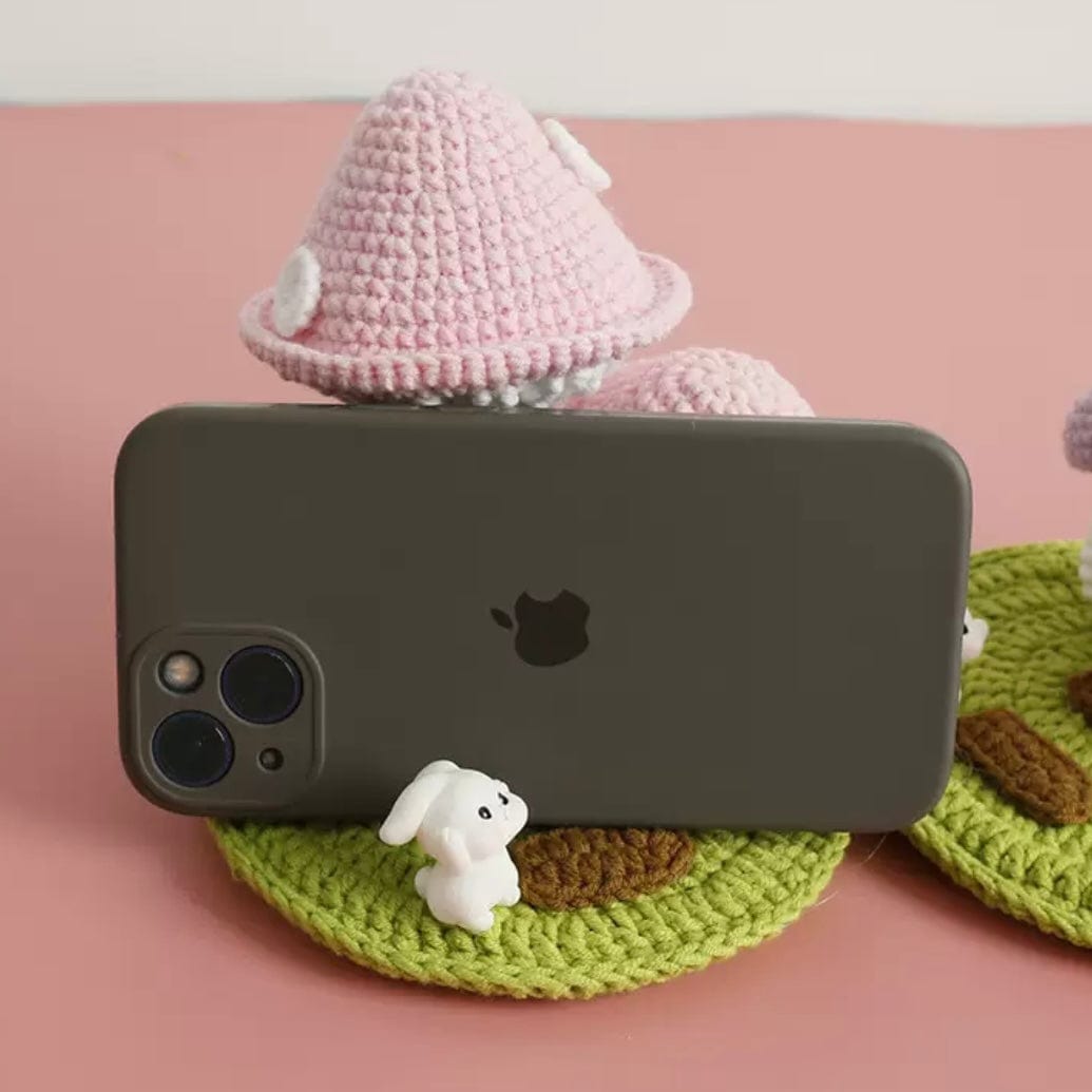 LayAura HANDMADE CROCHET MUSHROOM PHONE STAND