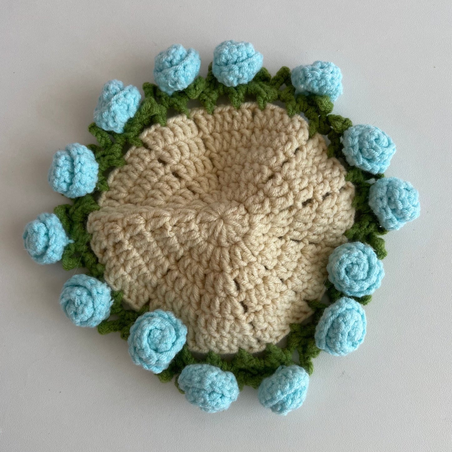 LayAura HANDMADE CROCHET ROSE COASTER BASKET – DECORATIVE & FUNCTIONAL