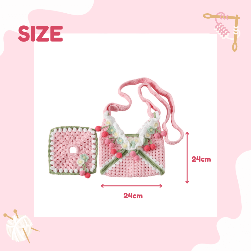 LayAura HANDMADE CROCHET STRAWBERRY GIRL BAG SET