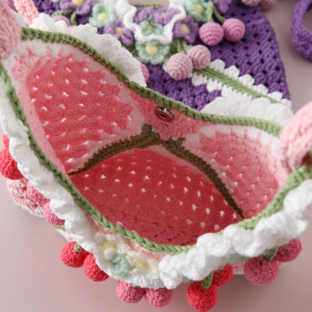 LayAura HANDMADE CROCHET STRAWBERRY GIRL BAG SET