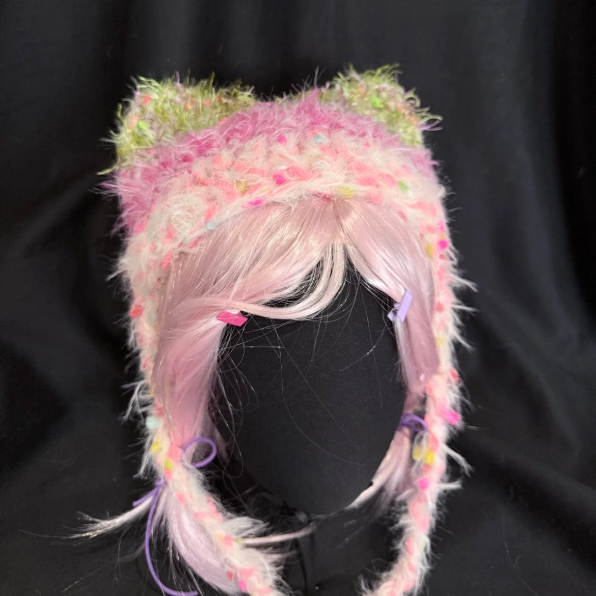 LayAura HANDMADE FUZZY CAT EAR HAT