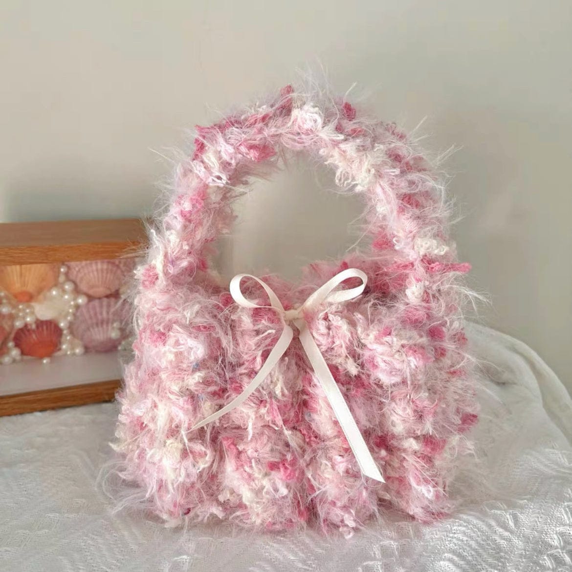 LayAura HANDMADE PINK CROCHET BAG