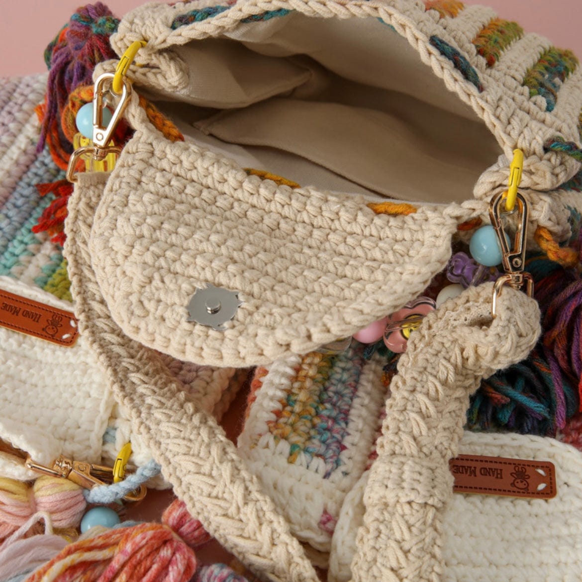 LayAura HANDMADE RAINBOW CROCHET BAG