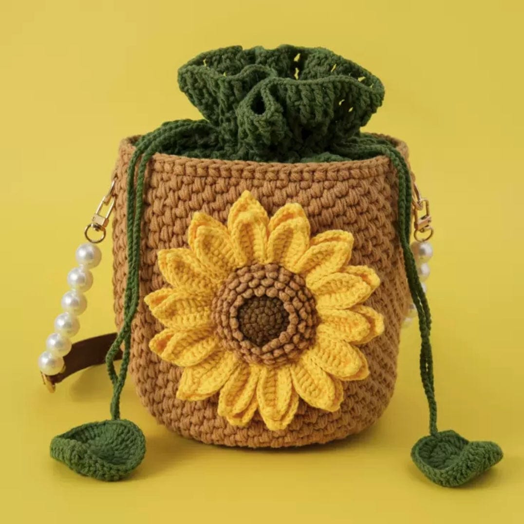 LayAura HANDMADE SUNFLOWER CROCHET BAG