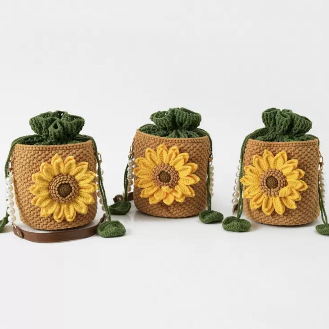 LayAura HANDMADE SUNFLOWER CROCHET BAG