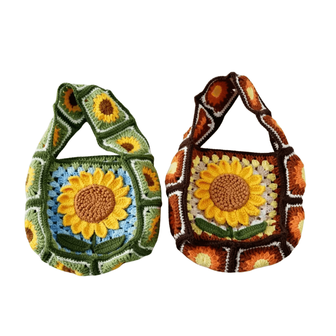 LayAura HANDMADE SUNFLOWER CROCHET BAG