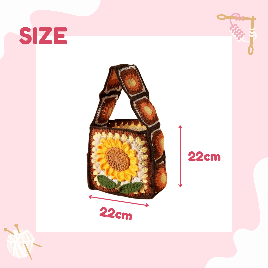 LayAura HANDMADE SUNFLOWER CROCHET BAG