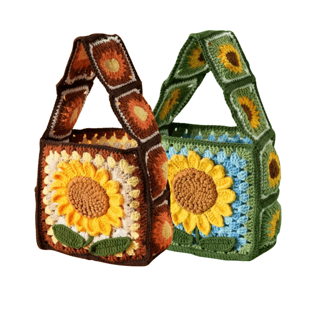 LayAura HANDMADE SUNFLOWER CROCHET BAG