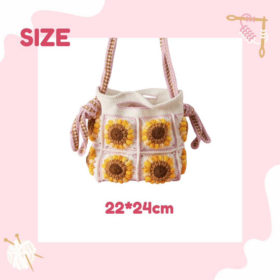 LayAura HANDMADE SUNFLOWER CROCHET BAG