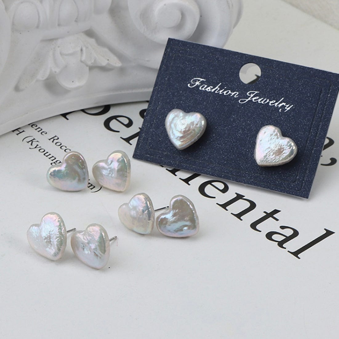 LayAura HEART-SHAPED BAROQUE PEARL EARRINGS