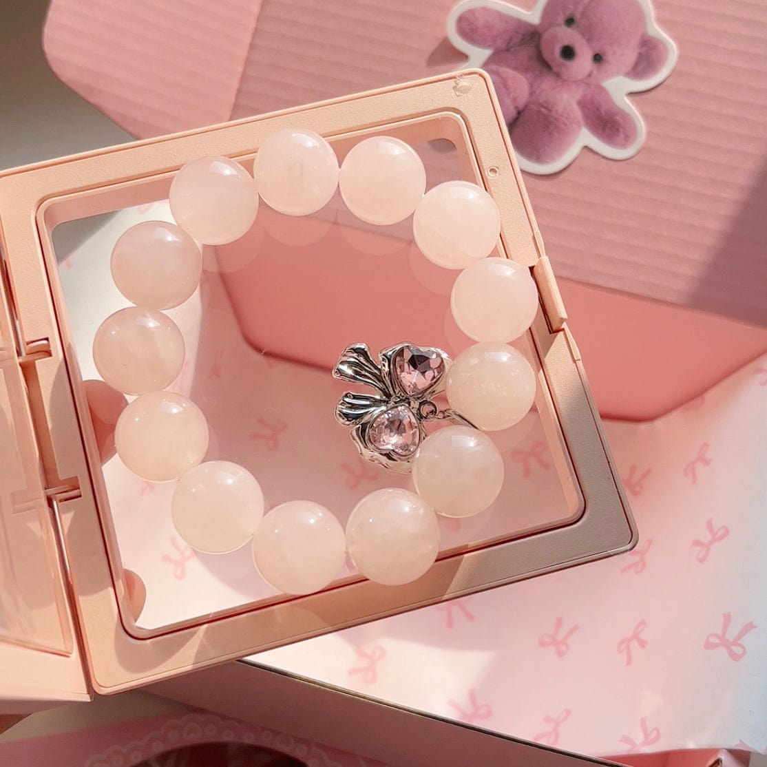 LayAura PINK CRYSTAL BOW BRACELET