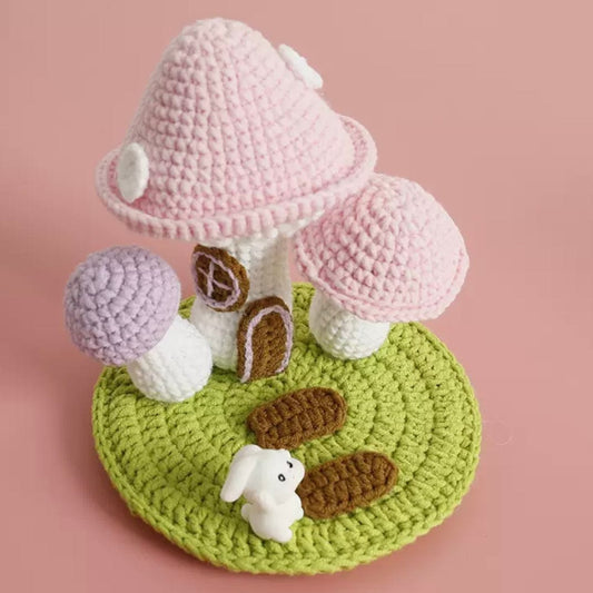 LayAura red HANDMADE CROCHET MUSHROOM PHONE STAND