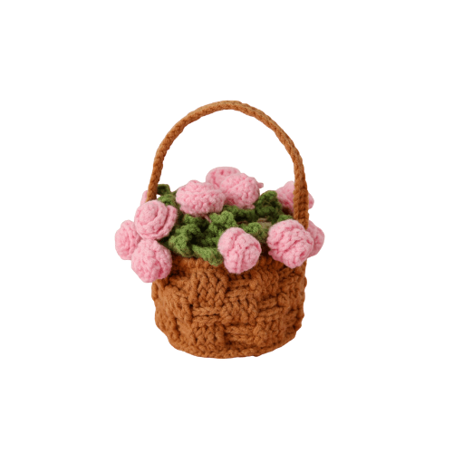 LayAura pink HANDMADE CROCHET ROSE COASTER BASKET – DECORATIVE & FUNCTIONAL