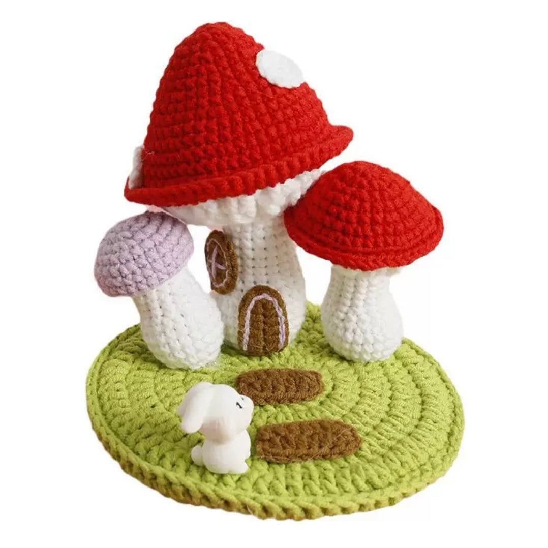 LayAura red HANDMADE CROCHET MUSHROOM PHONE STAND