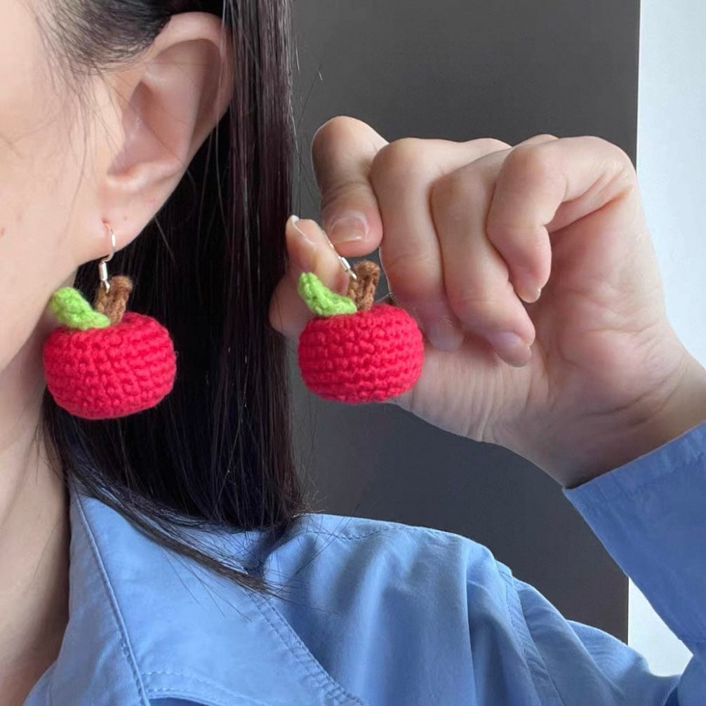 LayAura Whole Apple Earrings HANDMADE CROCHET APPLE JEWELRY