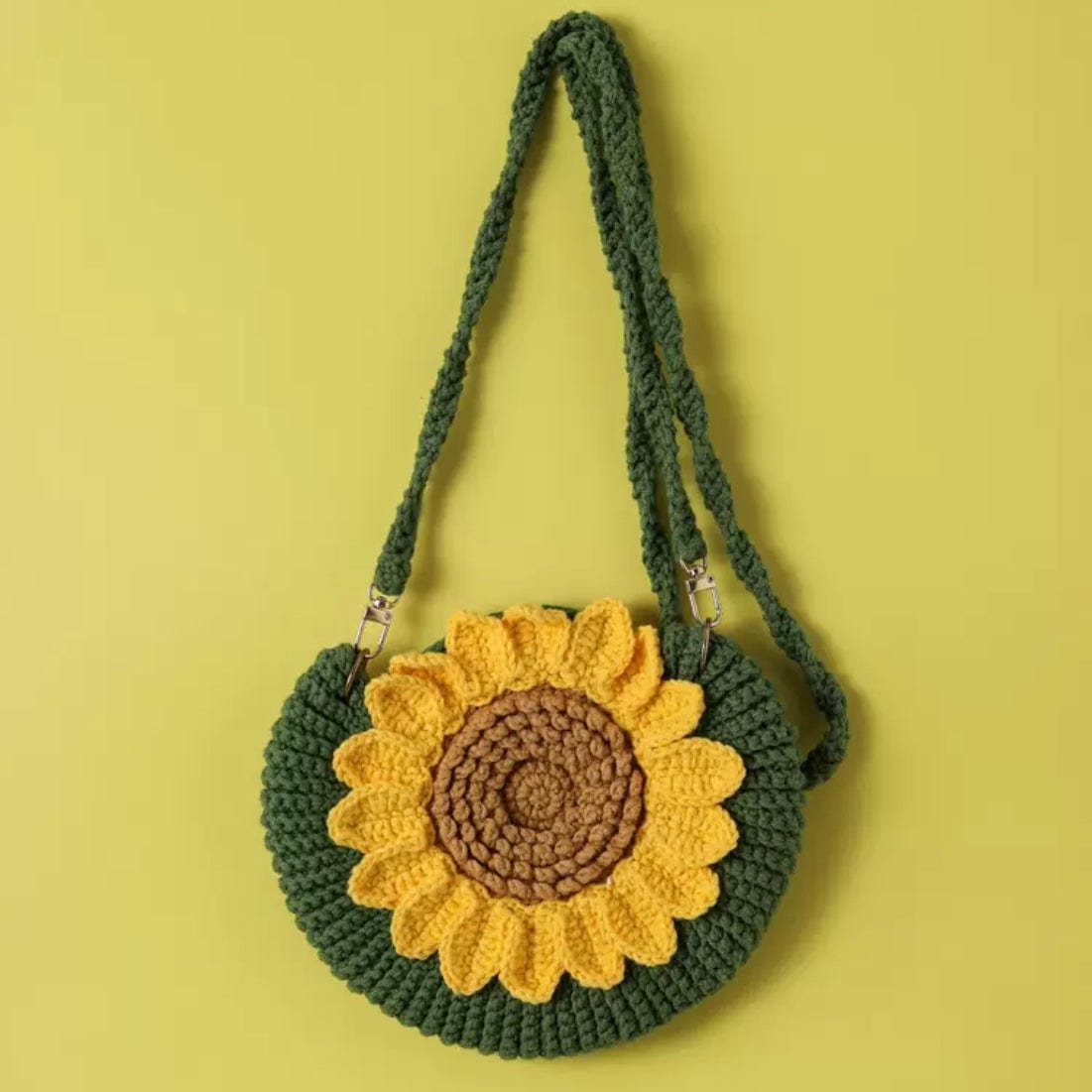 LayAura yellow CROCHET SUNFLOWER & DAISY BAG