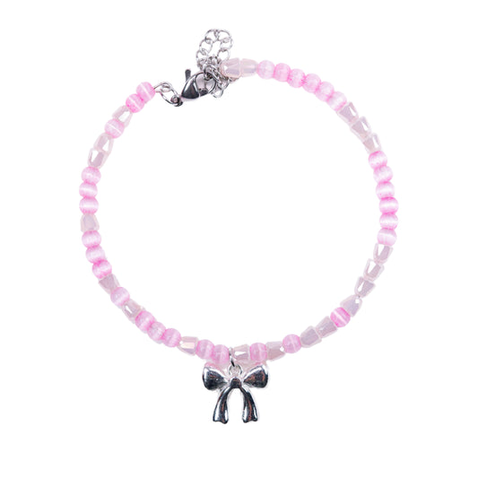 PINK BOW CAT'S EYE BRACELET