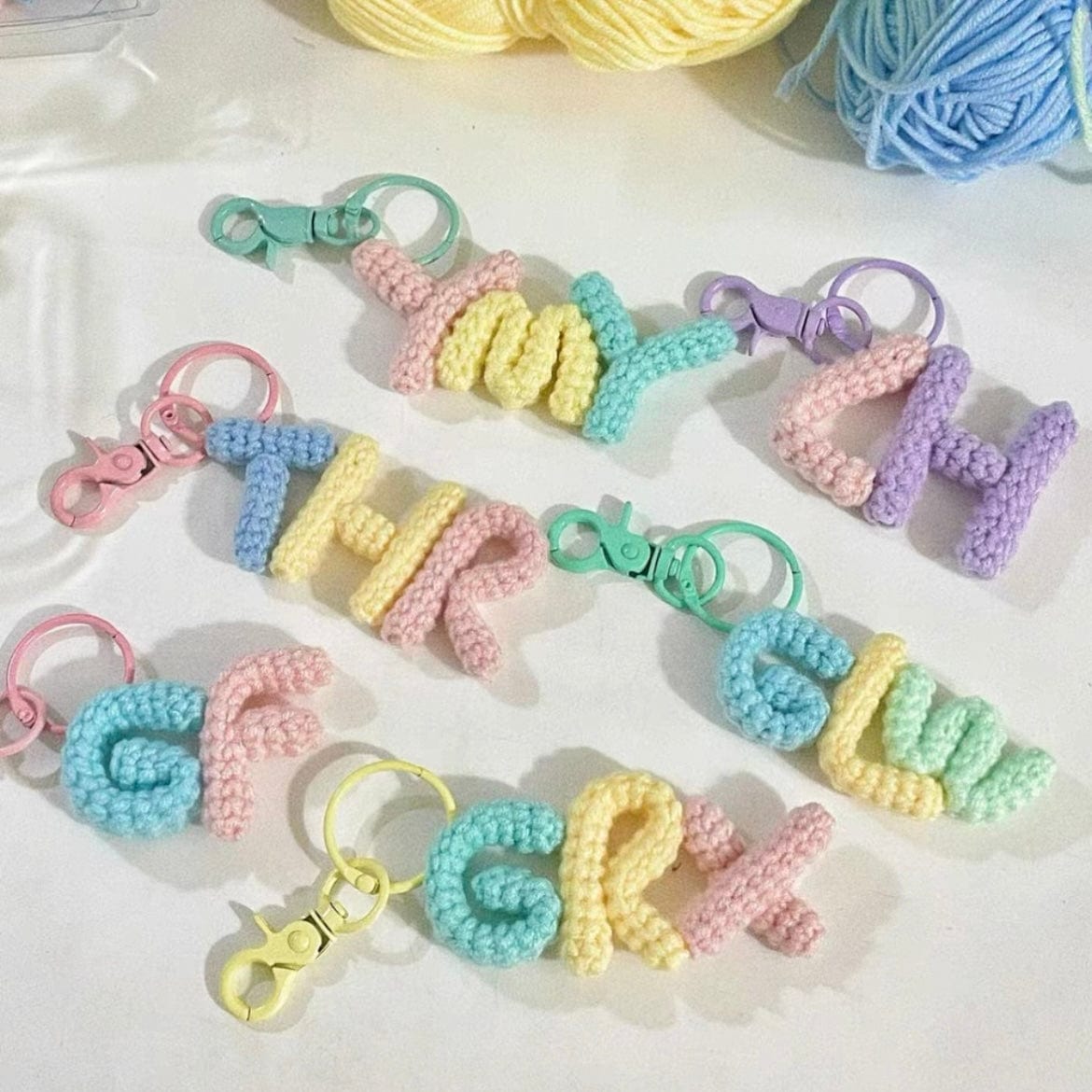 LayAura 3 letters / none CUSTOM CROCHET NAME KEYCHAIN