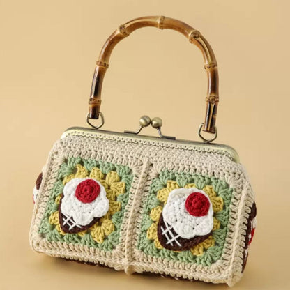 LayAura 4 HANDMADE CROCHET BAMBOO HANDLE BAG