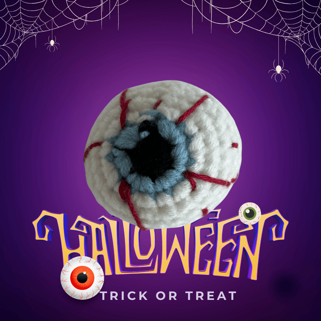 LayAura blue HANDMADE CROCHET HALLOWEEN EYEBALL – SPOOKY DÉCOR & TREAT