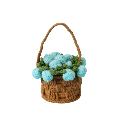 LayAura blue HANDMADE CROCHET ROSE COASTER BASKET – DECORATIVE & FUNCTIONAL