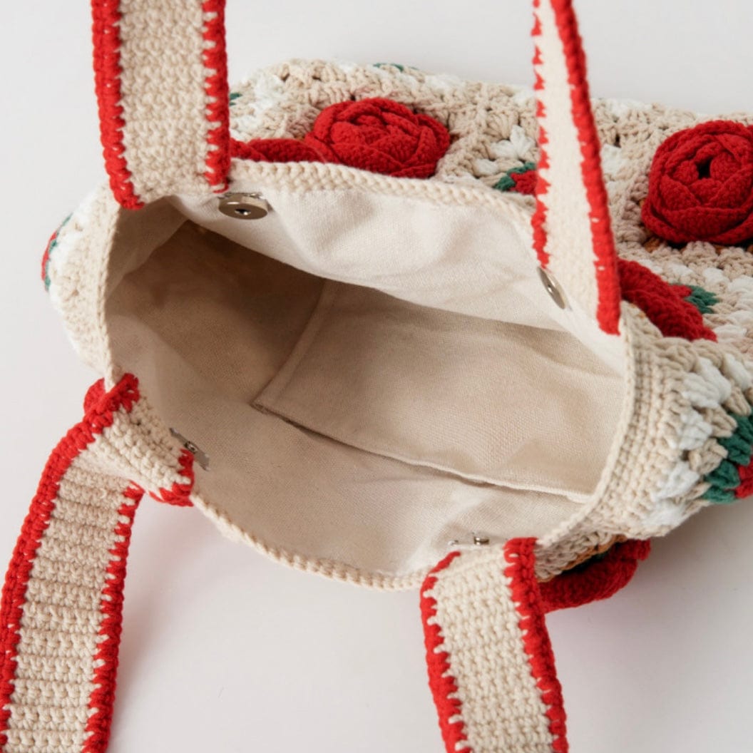 LayAura COLORFUL GRANNY SQUARE CROCHET TOTE BAG