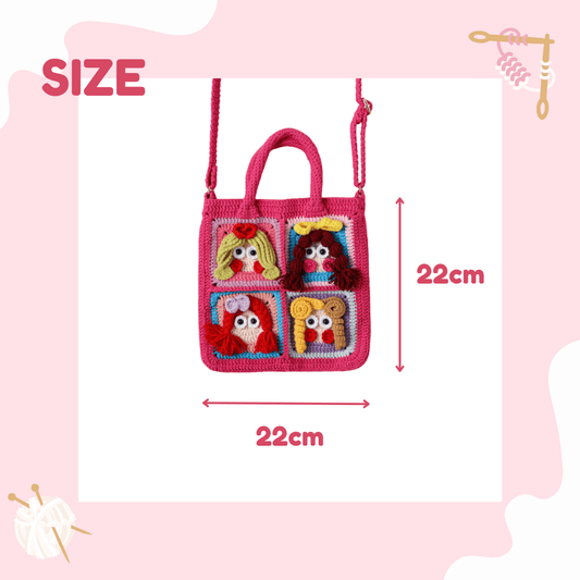LayAura CROCHET DOLL FACE HANDBAG