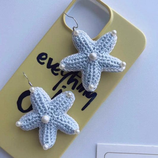 LayAura CROCHET STARFISH EARRINGS WITH PEARLS