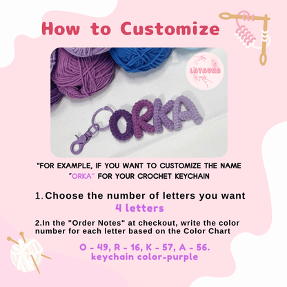 LayAura CUSTOM CROCHET NAME KEYCHAIN